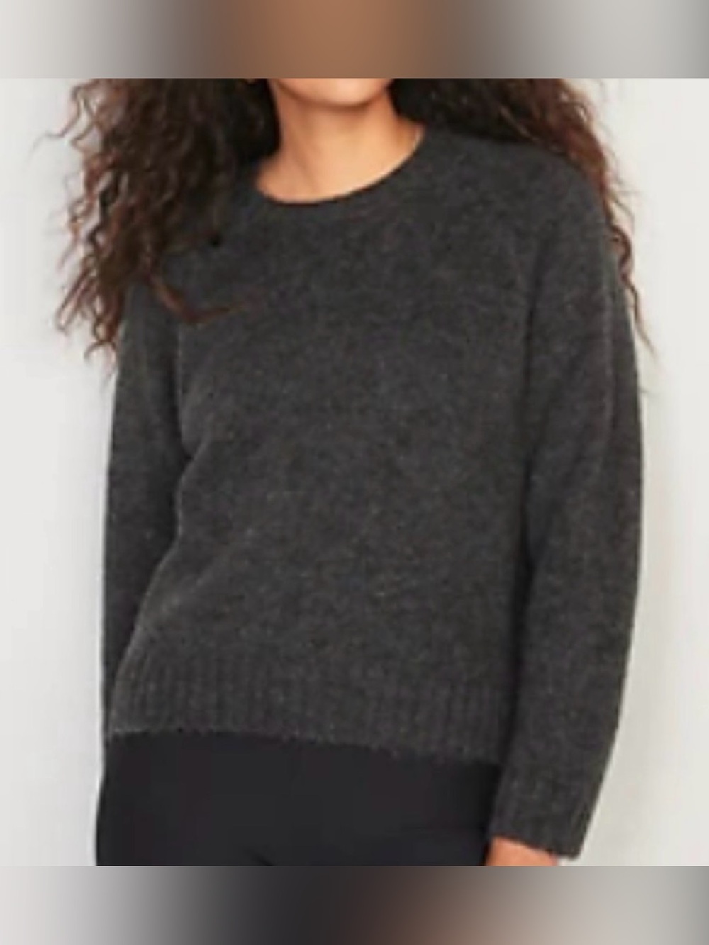 NWT Heathered Dark Gray Cozy Shaker-Stitch Pullover Crewneck Sweater Size Medium